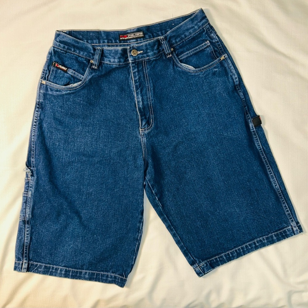 FUBU Denim Carpenter Shorts Mens 40 Baggy Y2K Streetwear Dark Wash